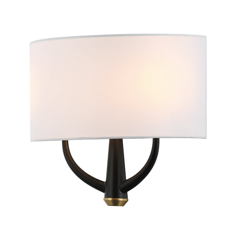 black/satin brass wall mount light