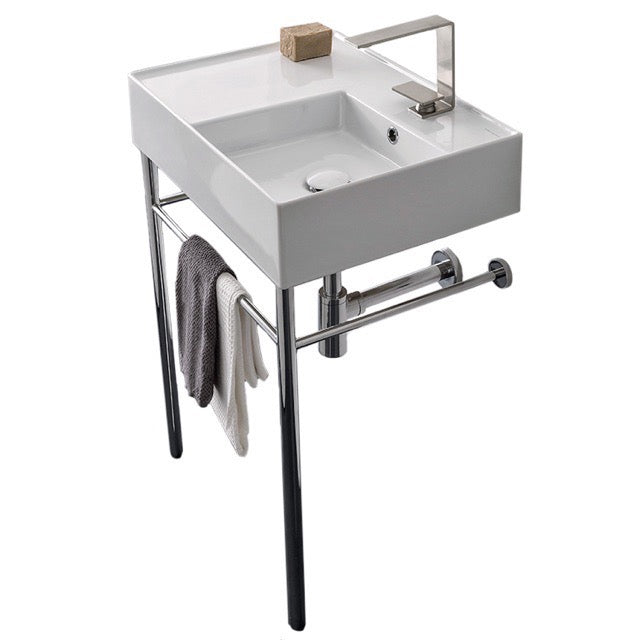 Nameeks Scarabeo Teorema 2.0 24" Rectangular Ceramic Console Bathroom Sink - Includes Overflow