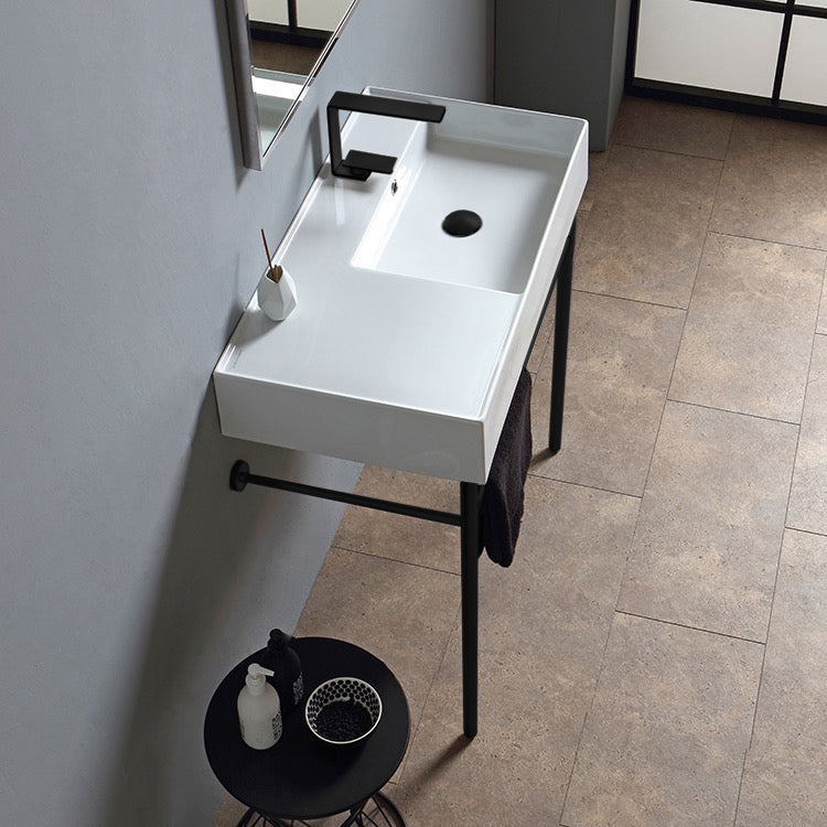black bathroom sink