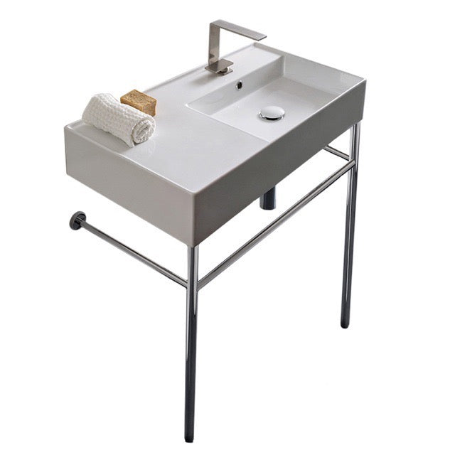 Nameeks Scarabeo Teorema 2.0 32" Rectangular Ceramic Console Bathroom Sink - Includes Overflow