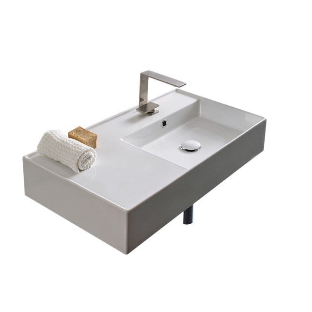 Nameeks Scarabeo Teorema 2.0 32" Rectangular Ceramic Vessel or Wall Mounted Bathroom Sink - Includes Overflow