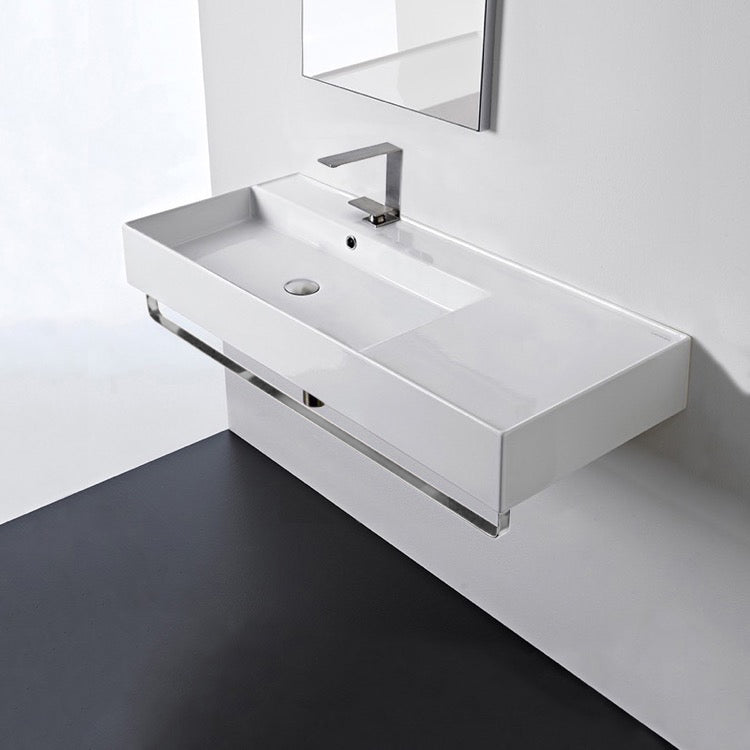 Nameeks Scarabeo Teorema 2.0 40" Rectangular Ceramic Wall Mounted Bathroom Sink - Includes Overflow