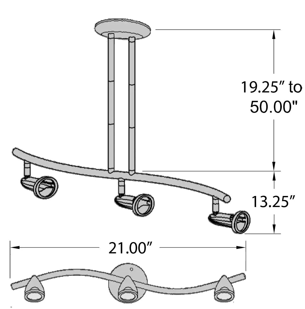 brushed steel 3 light adjustable led track