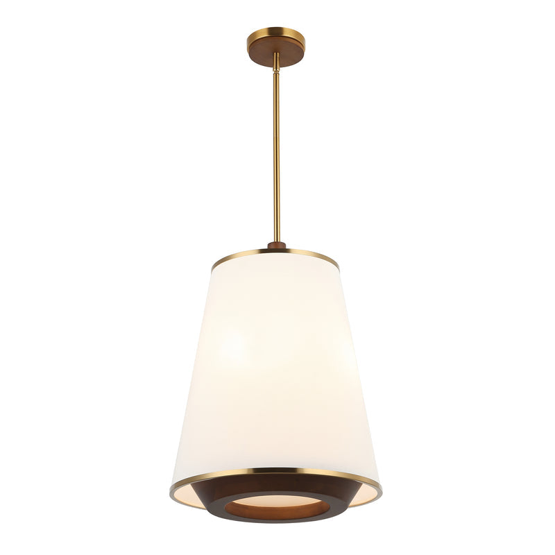 satin brass/medium walnut pendant light