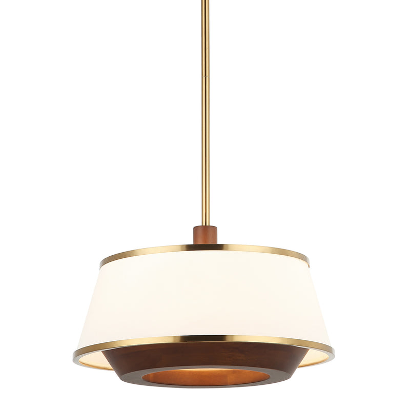 satin brass/medium walnut pendant light