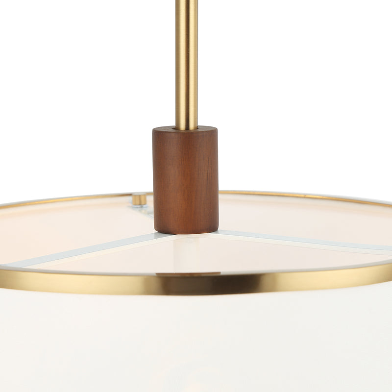 satin brass/medium walnut pendant light