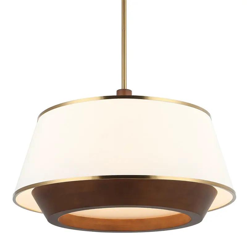 satin brass/medium walnut pendant light