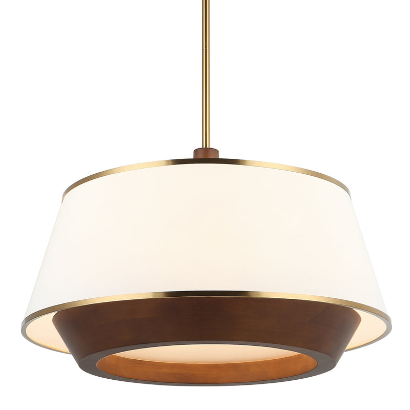 satin brass/medium walnut pendant light