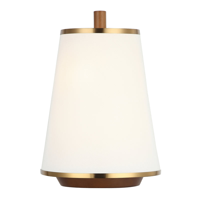 satin brass/medium walnut wall mount light