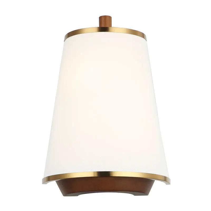 satin brass/medium walnut wall mount light