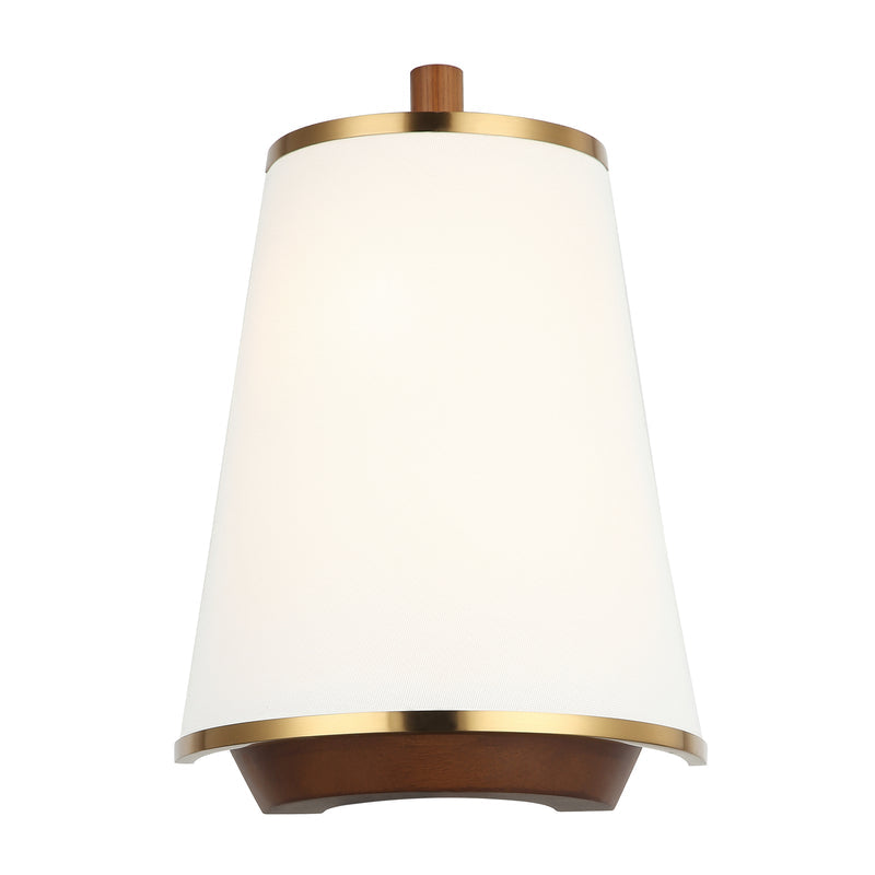 satin brass/medium walnut wall mount light