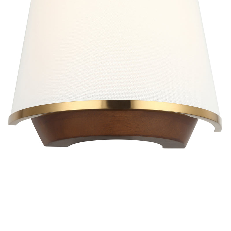 satin brass/medium walnut wall mount light