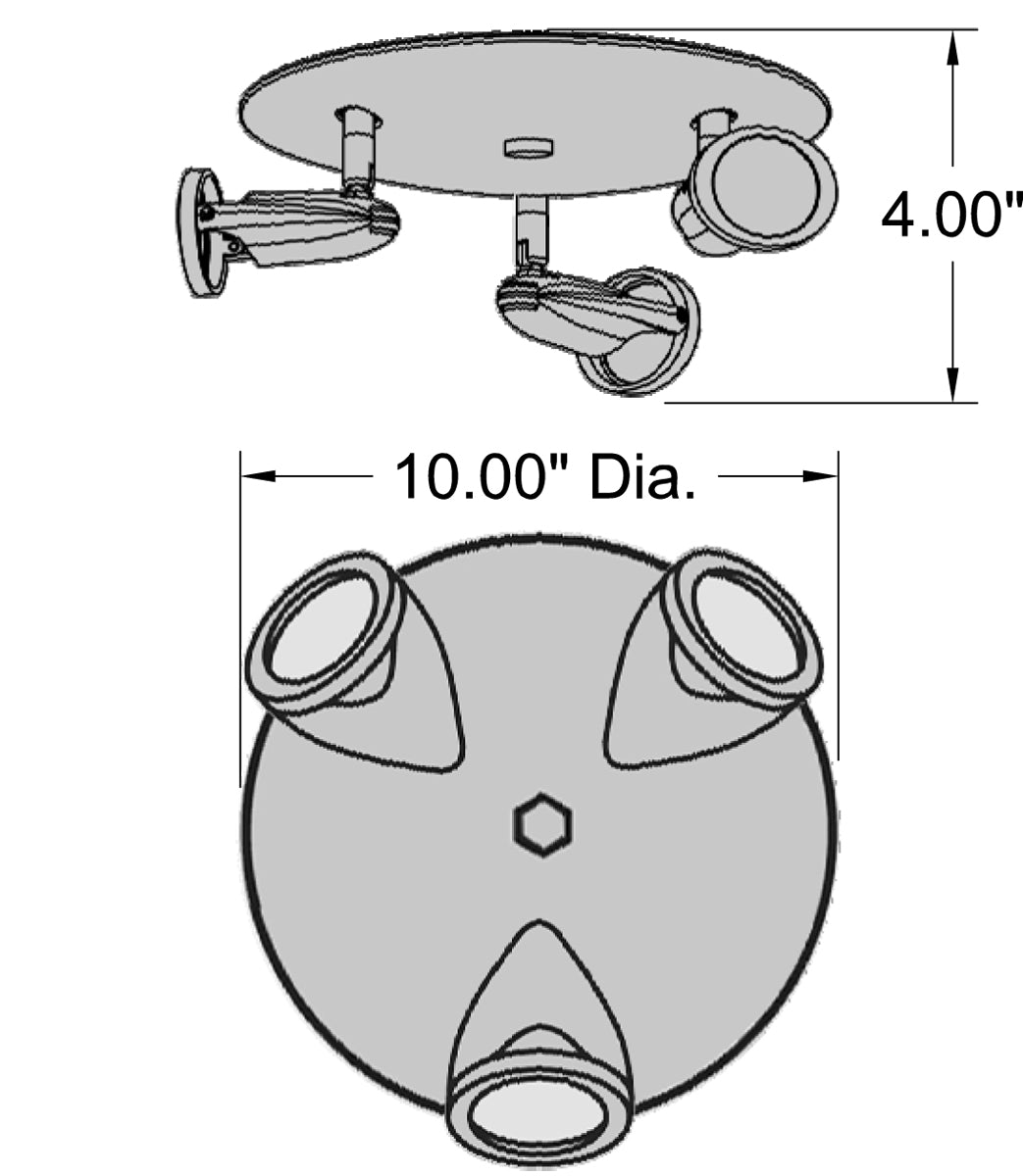 black 3 light adjustable led flush mount