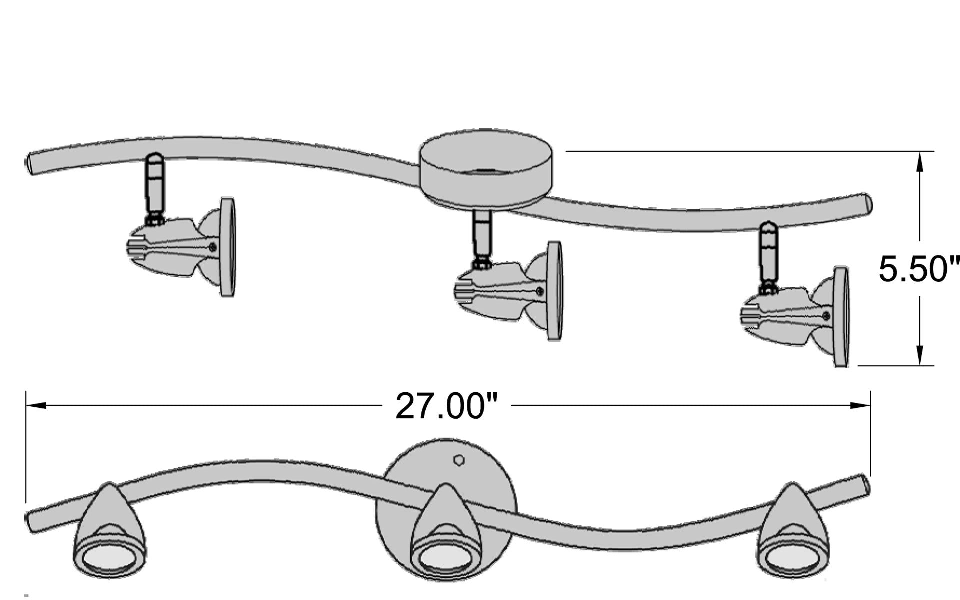 black 3 light led semi-flush