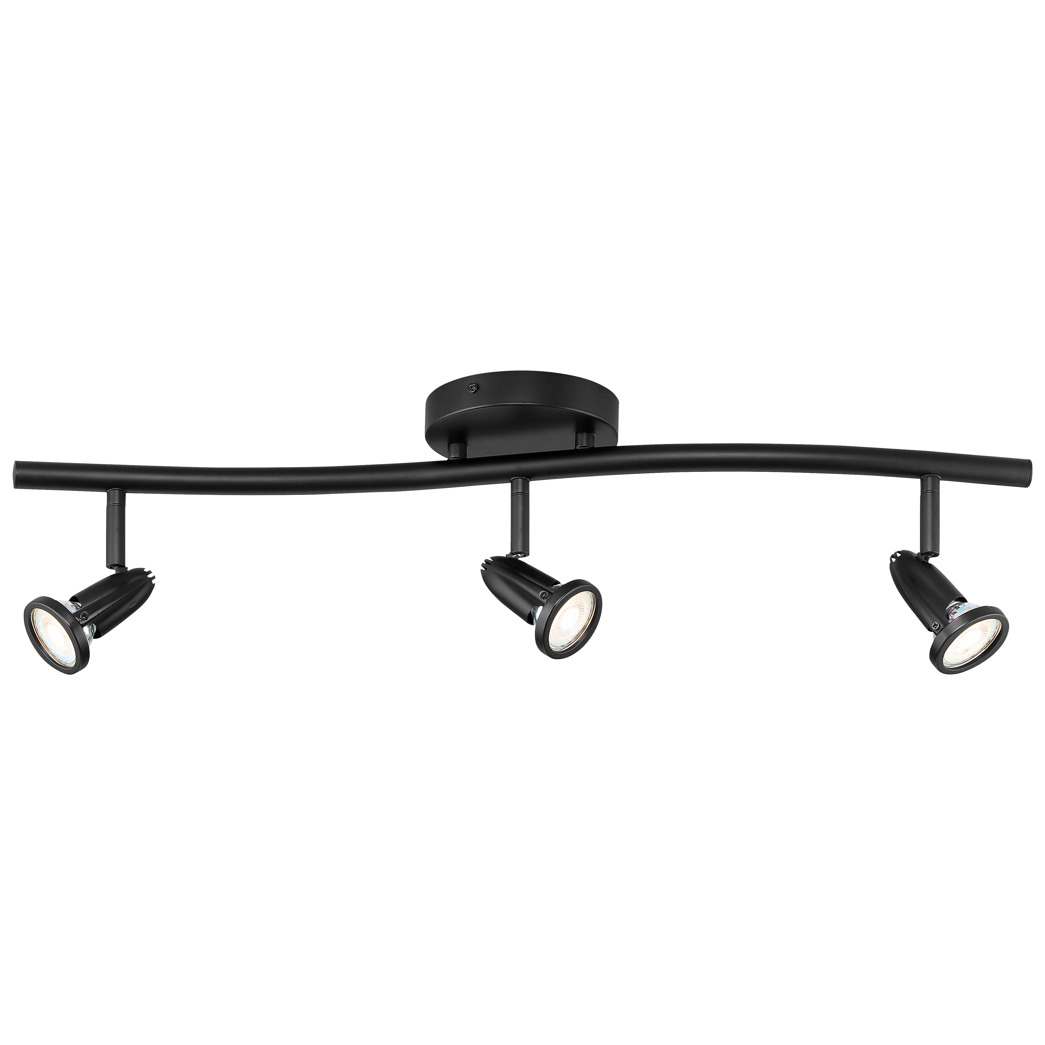 black 3 light led semi-flush