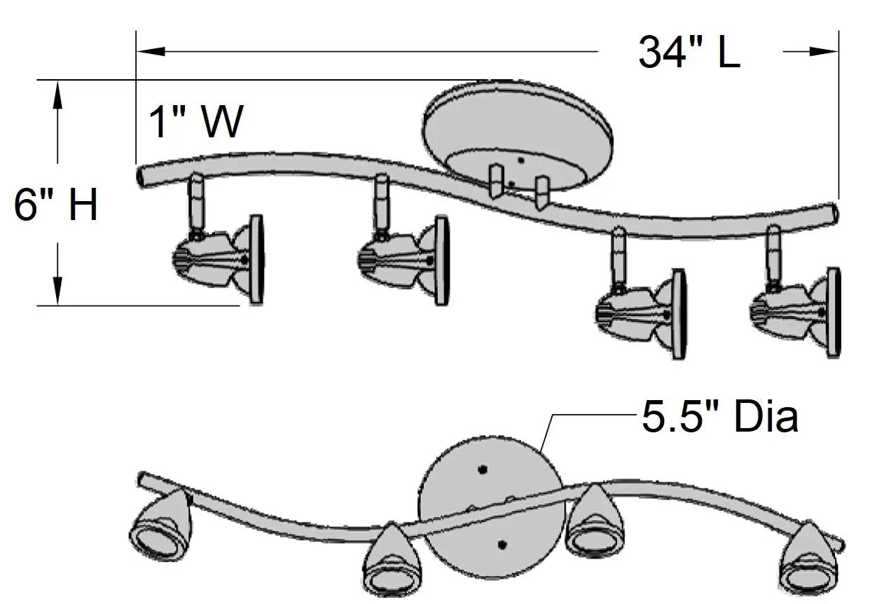 black 4 light adjustable led track