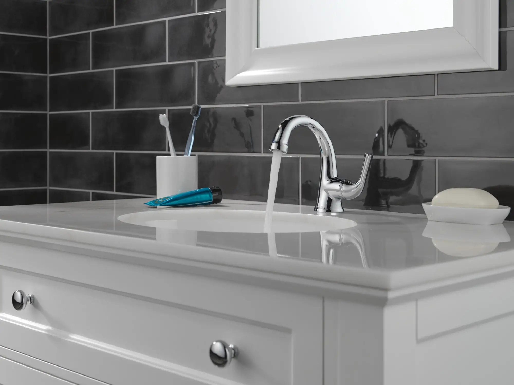chrome bathroom faucet