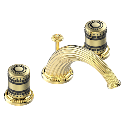 THG Paris Monte Carlo, Gold Porcelain Widespread Lavatory Set with Drain by THG Paris