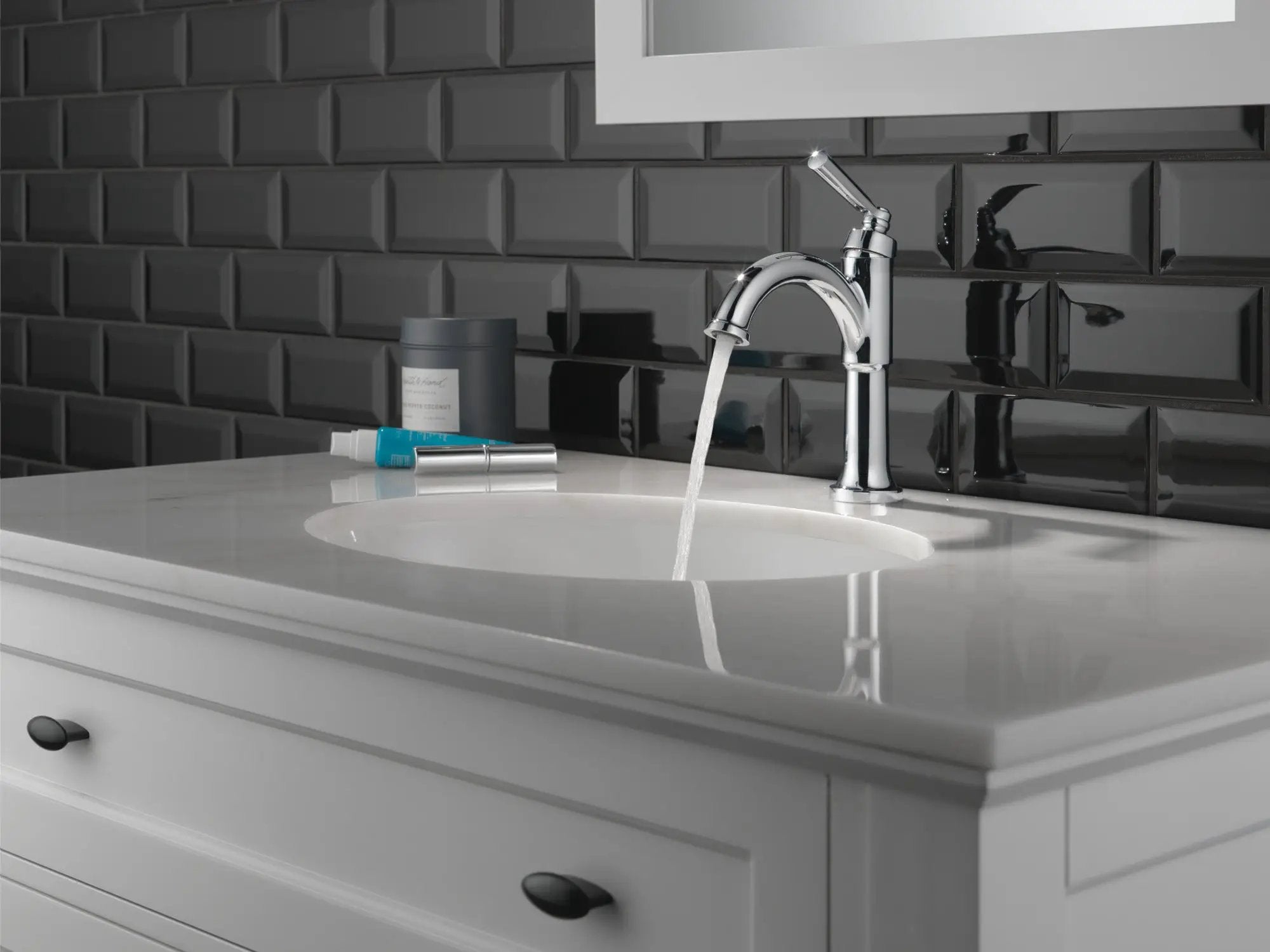 chrome bathroom faucet