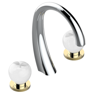 THG Paris Pomme Clear Satiny Crystal Widespread Lavatory Set with Drain