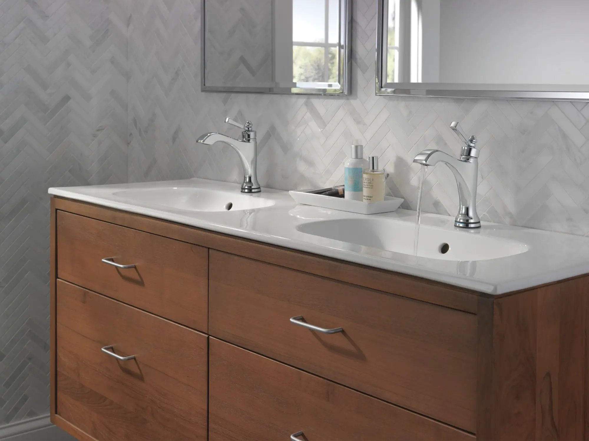 chrome bathroom faucet