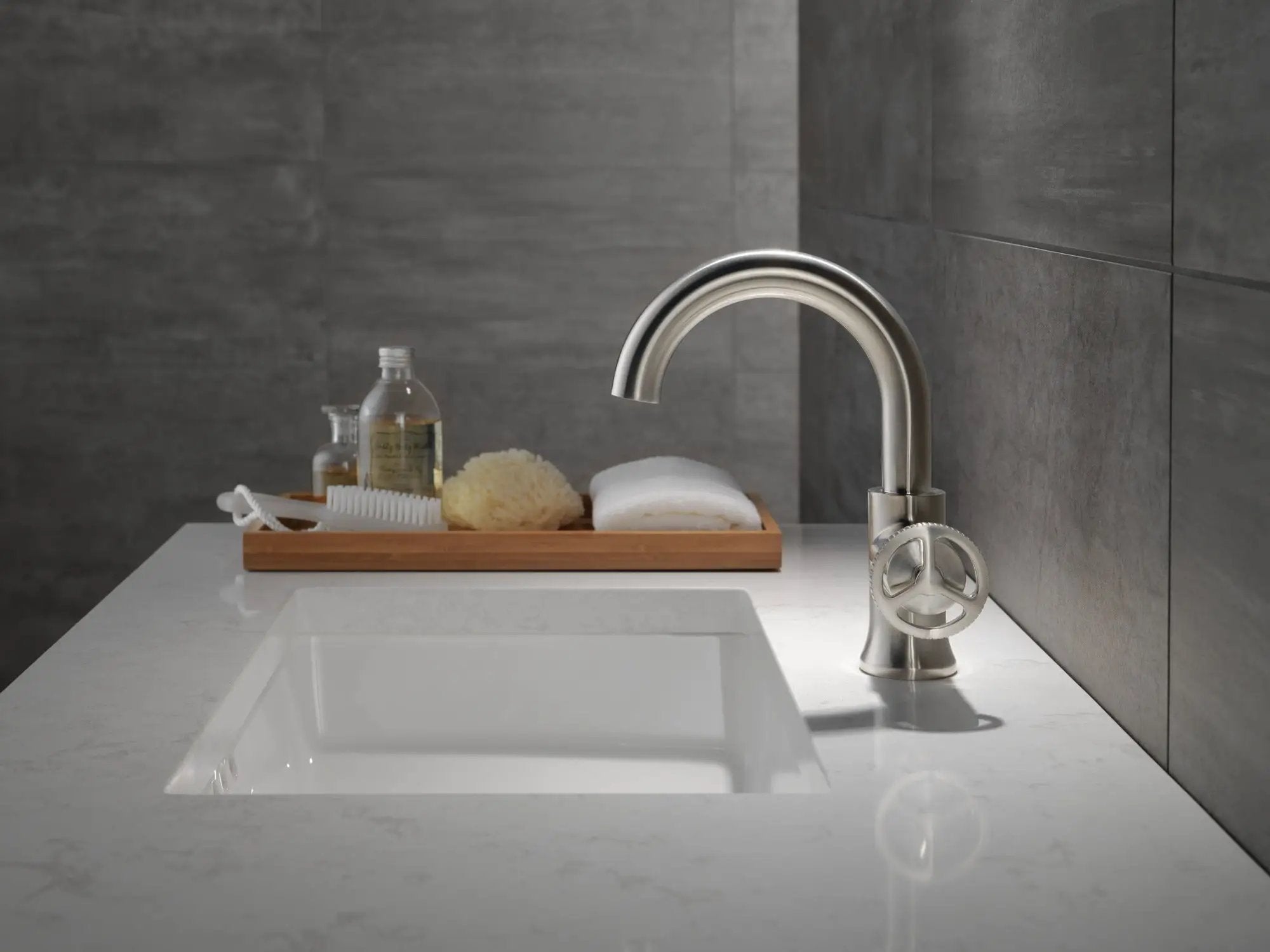 stainless bathroom faucet