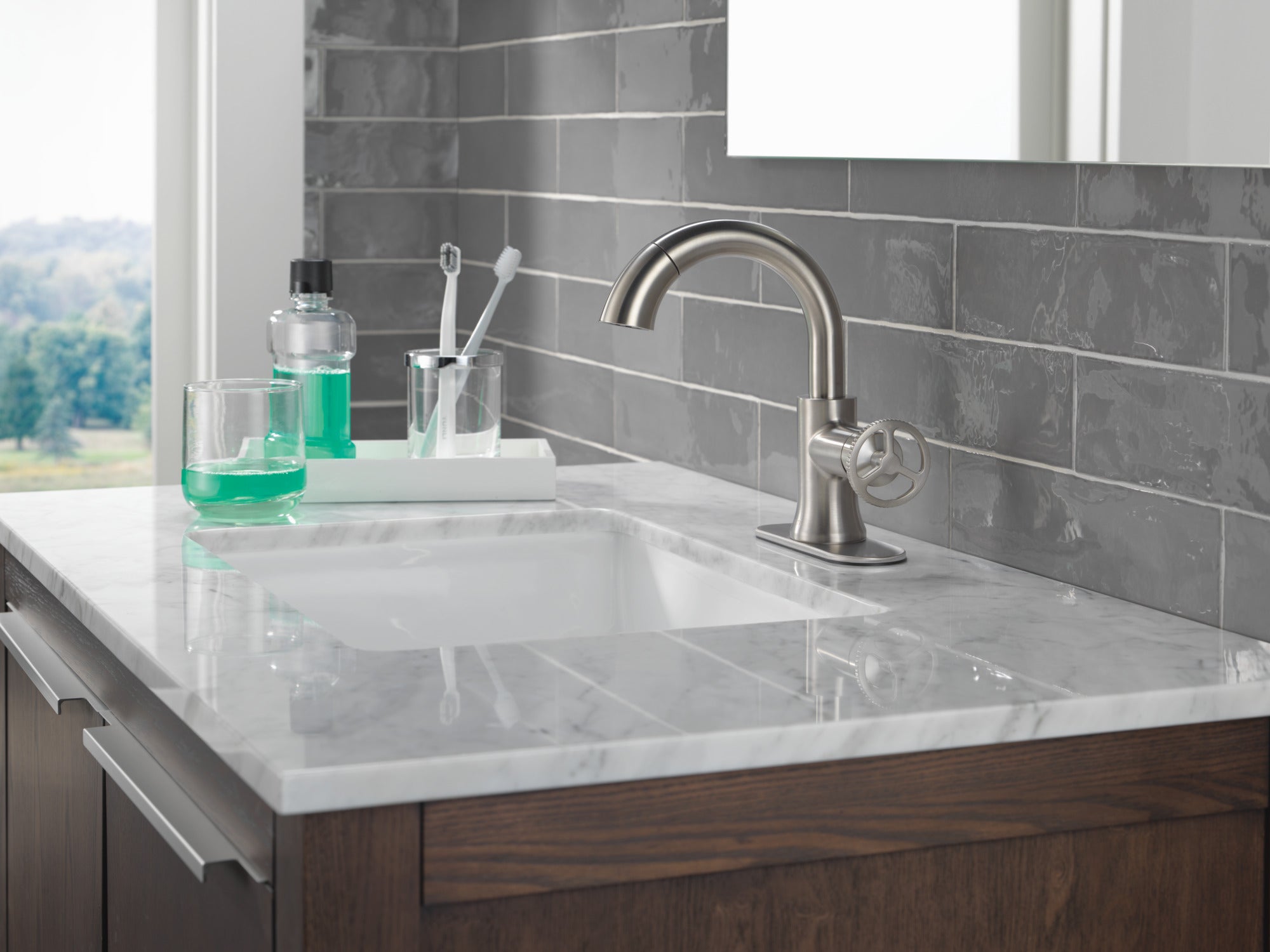 stainless bathroom faucet