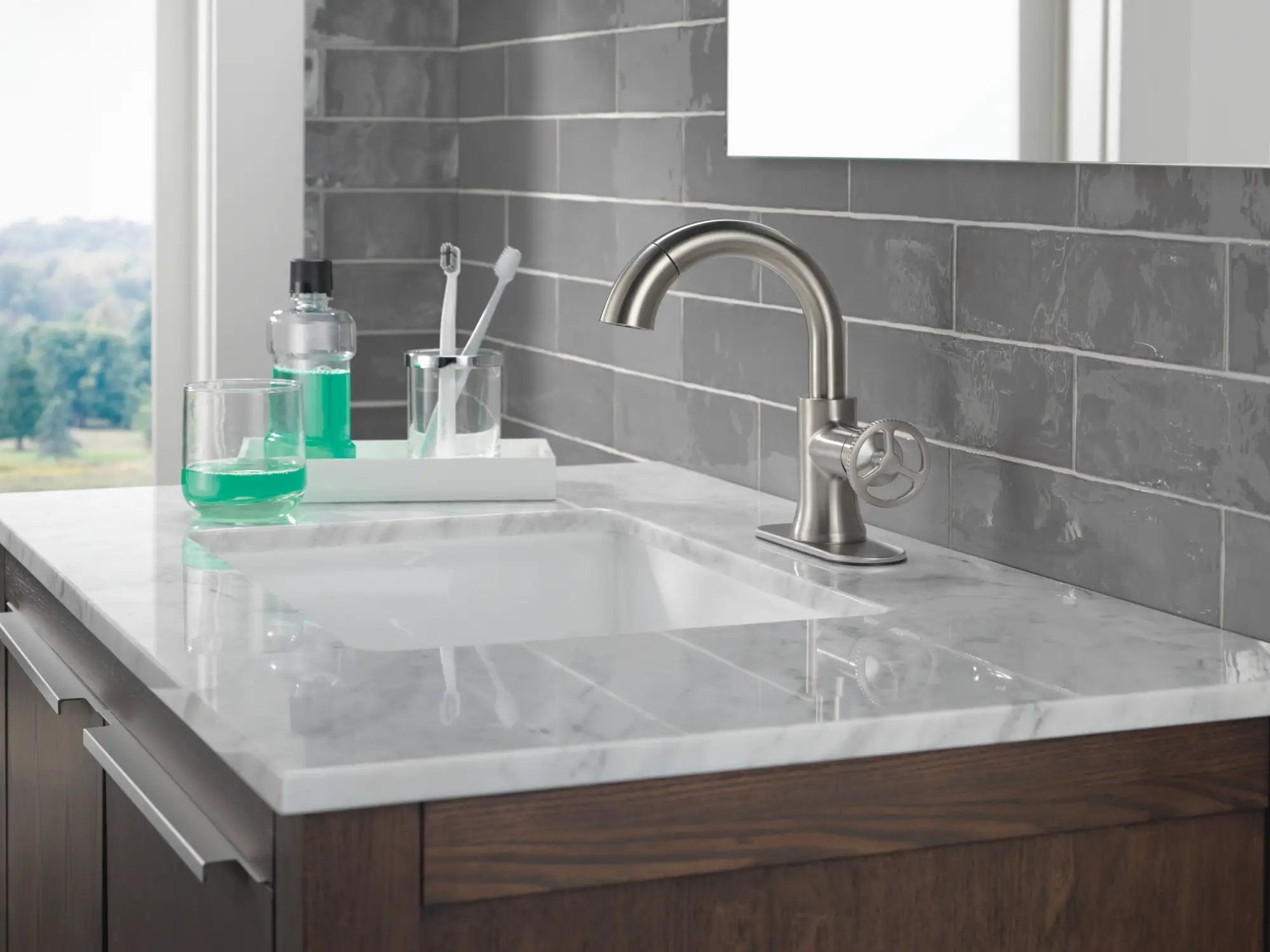 stainless bathroom faucet