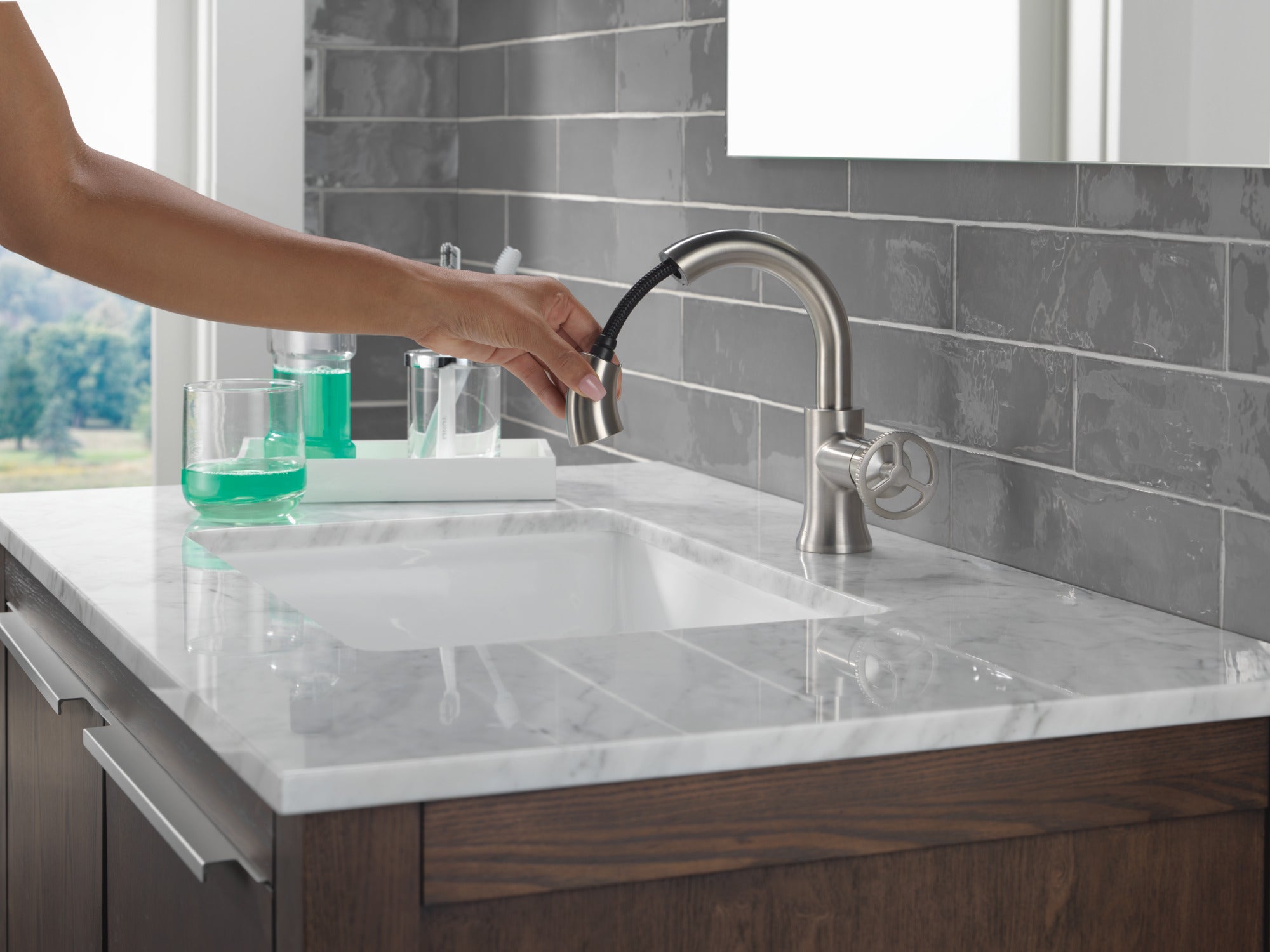 stainless bathroom faucet