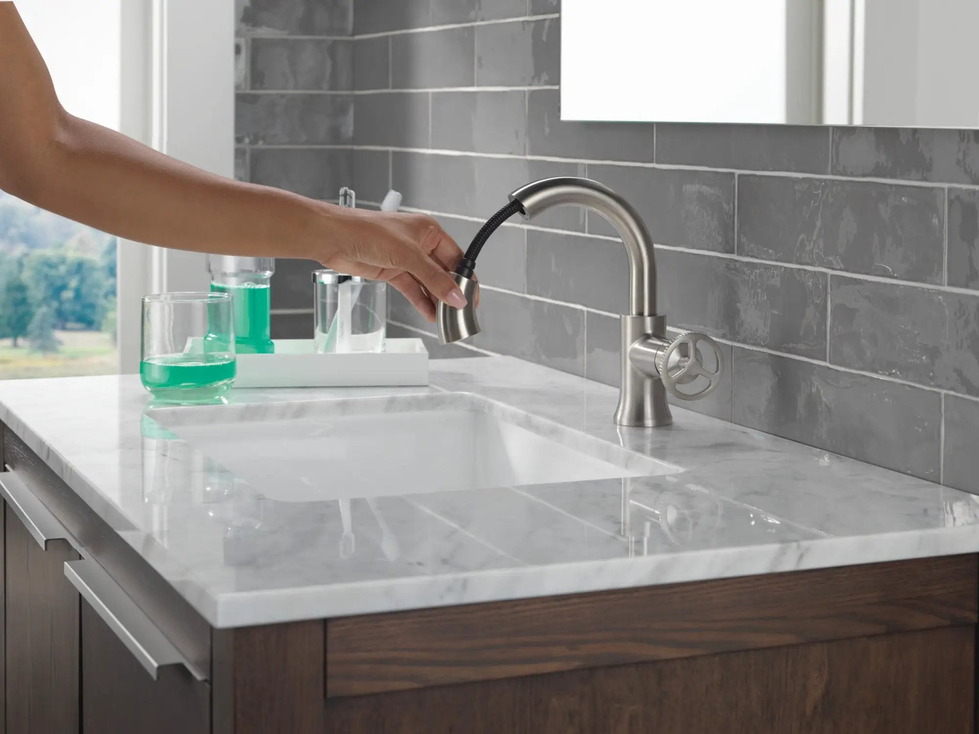 stainless bathroom faucet