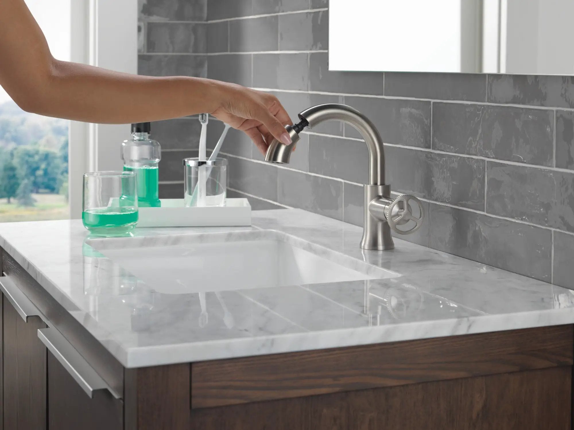 stainless bathroom faucet