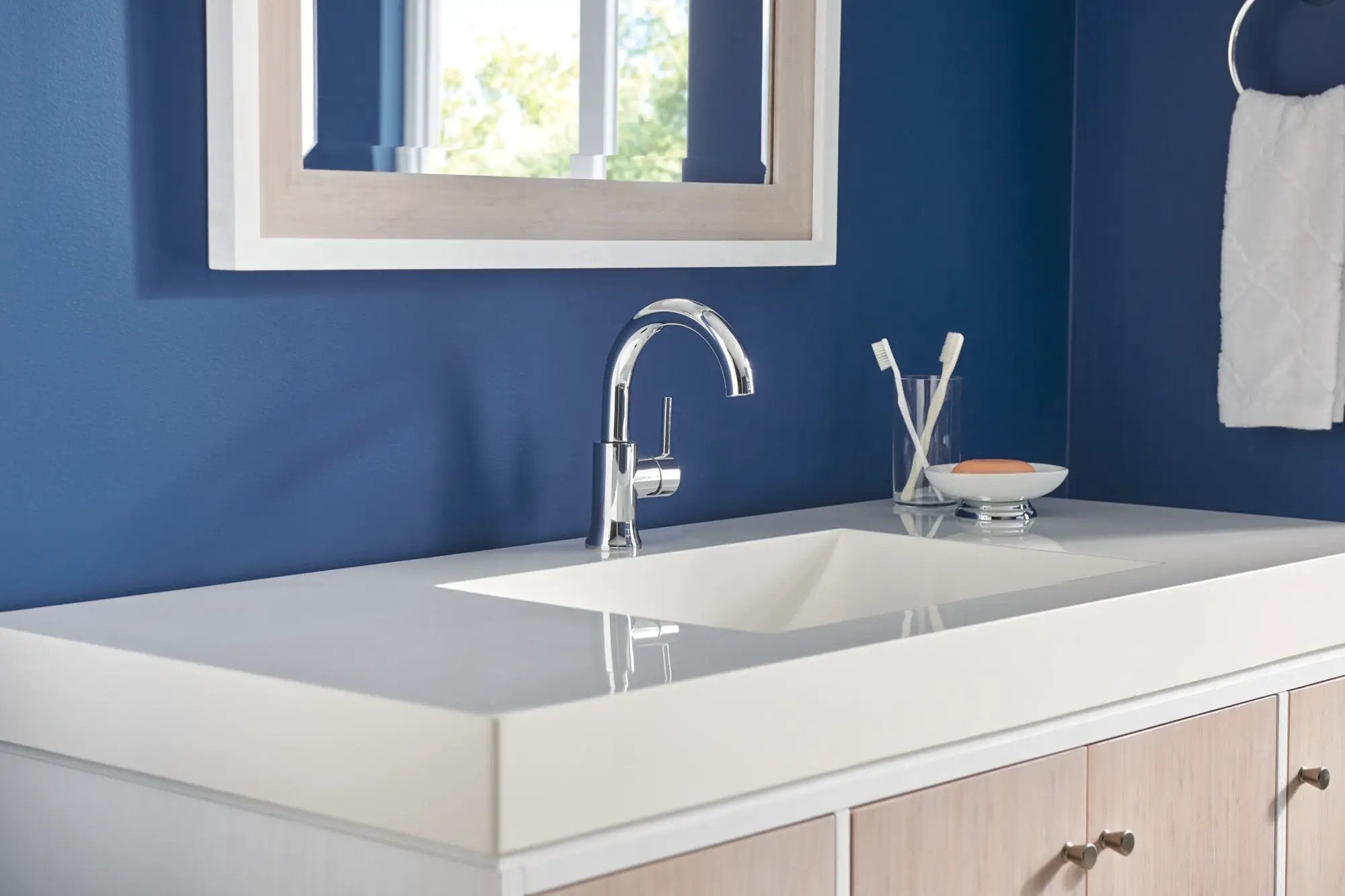 chrome bathroom faucet