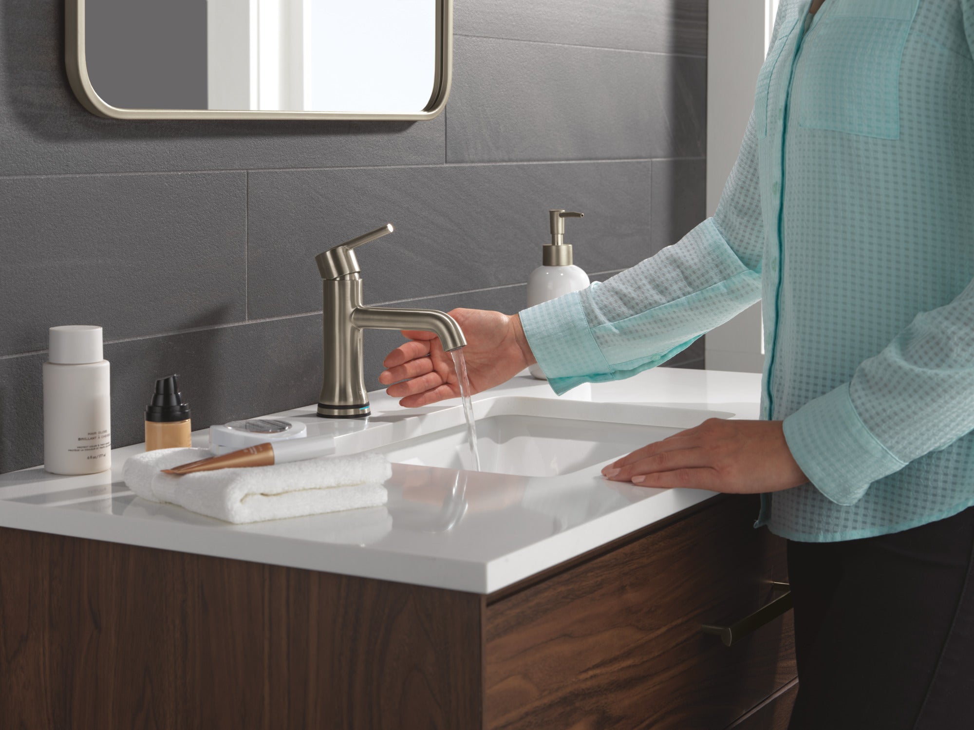 stainless bathroom faucet