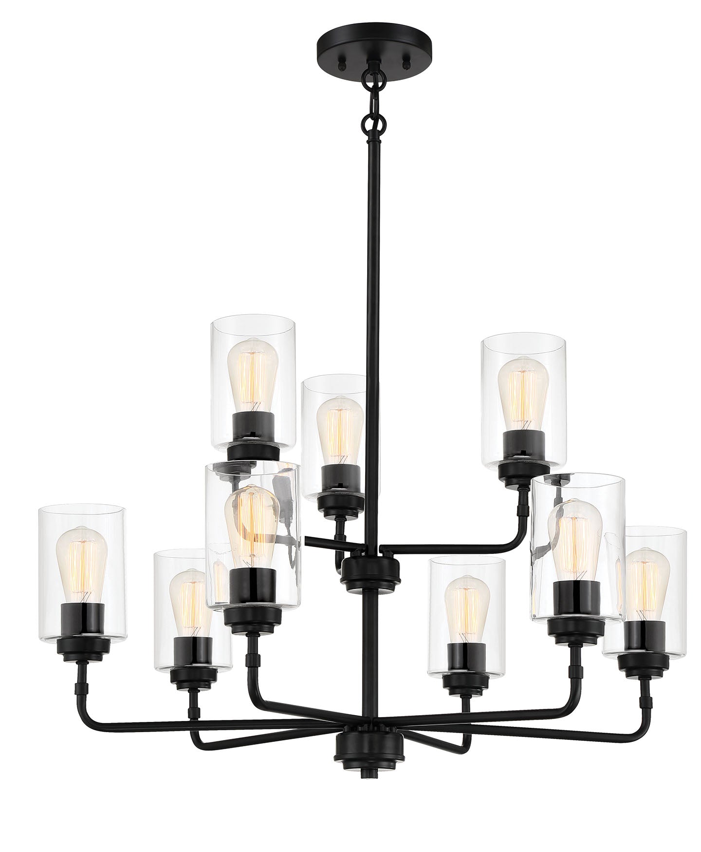 flat black chandeliers