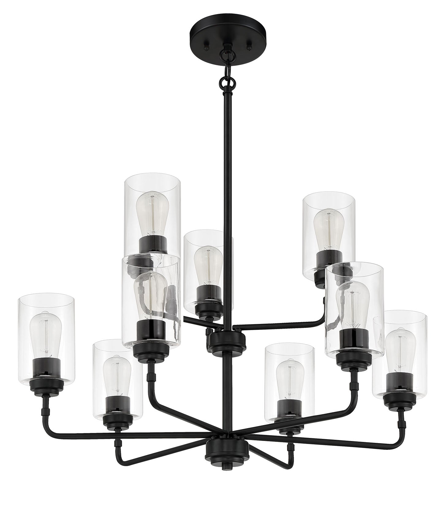flat black chandeliers