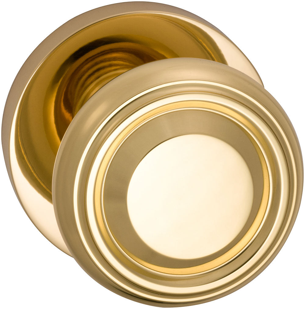 Omnia Prodigy Interior Traditional Knob Latchset with Modern Round Rose by Omnia