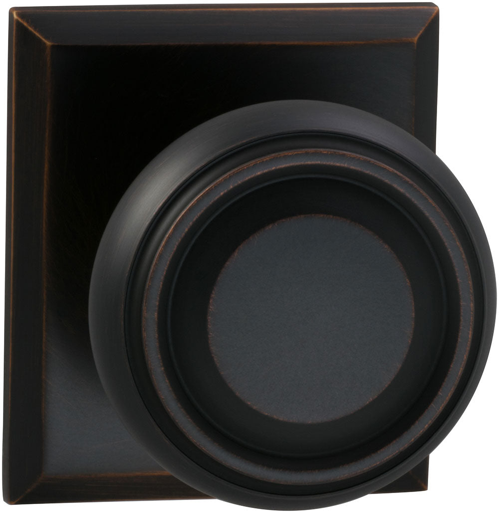 Omnia Prodigy Interior Traditional Knob Latchset with Rectangular Rose by Omnia