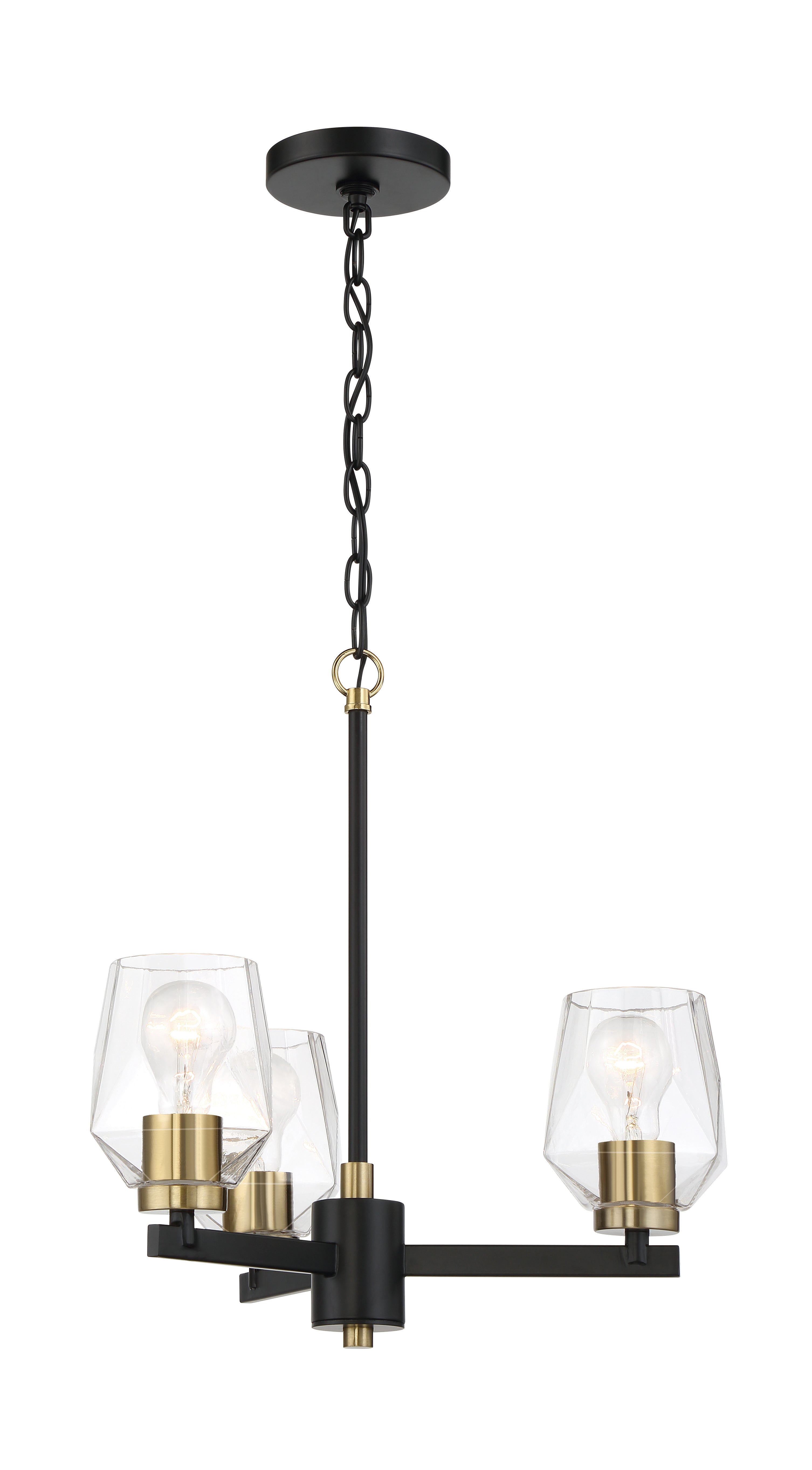 flat black/satin brass chandeliers