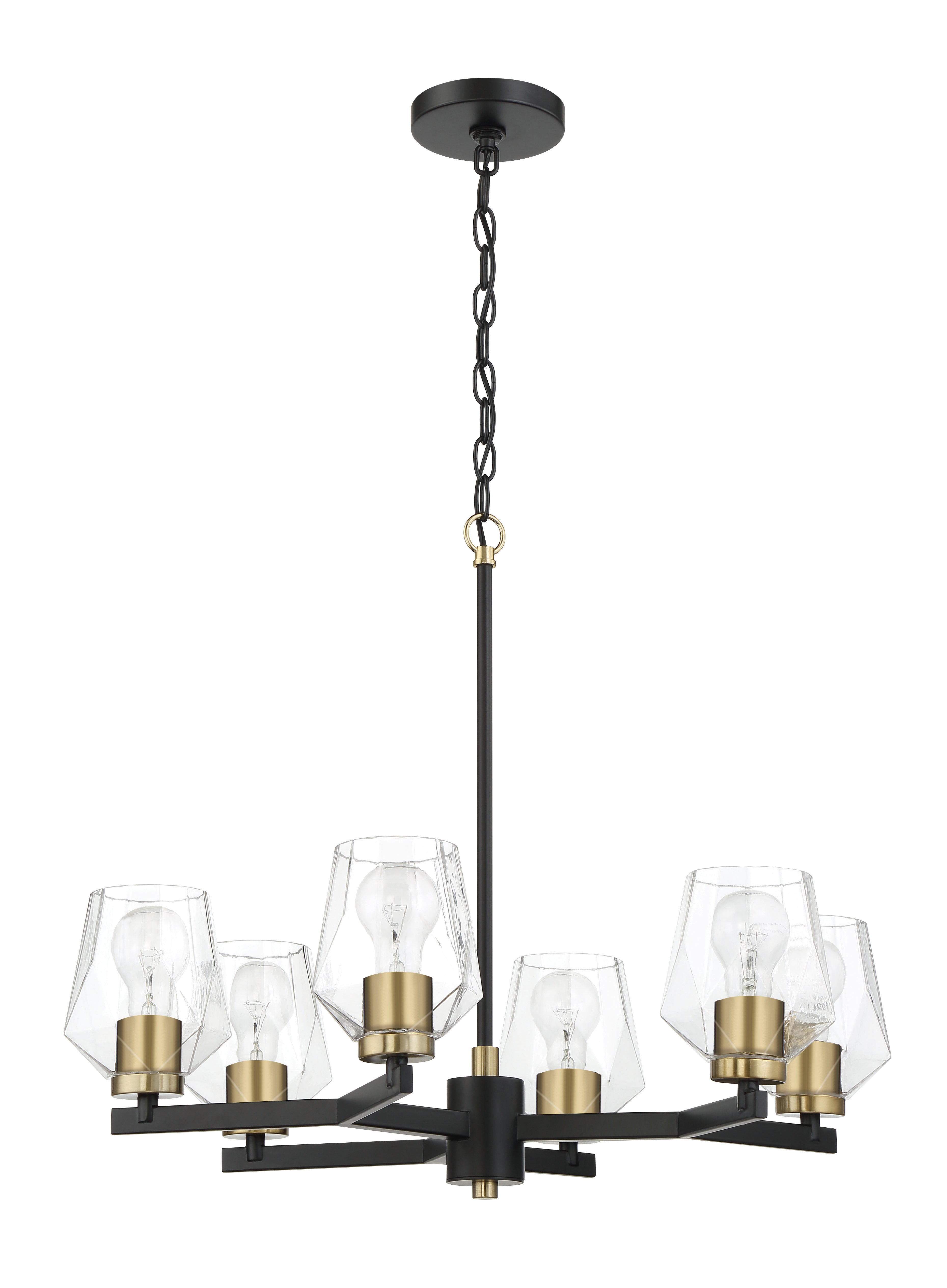flat black/satin brass chandeliers