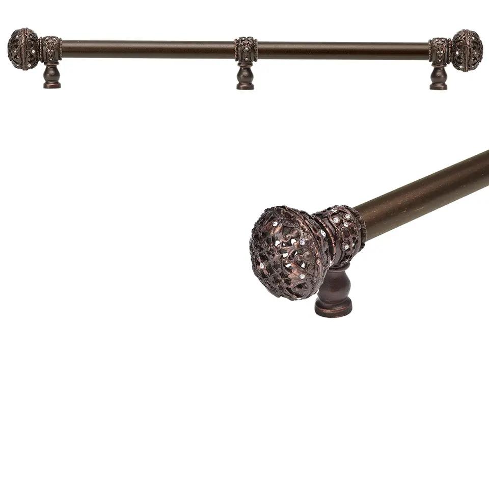 Carpe Diem Juliane Grace Large Finial Appliance/Long Pull - 5/8" Smooth Bar and Center Brace - Decorated with Swarovski Crystals by Carpe Diem