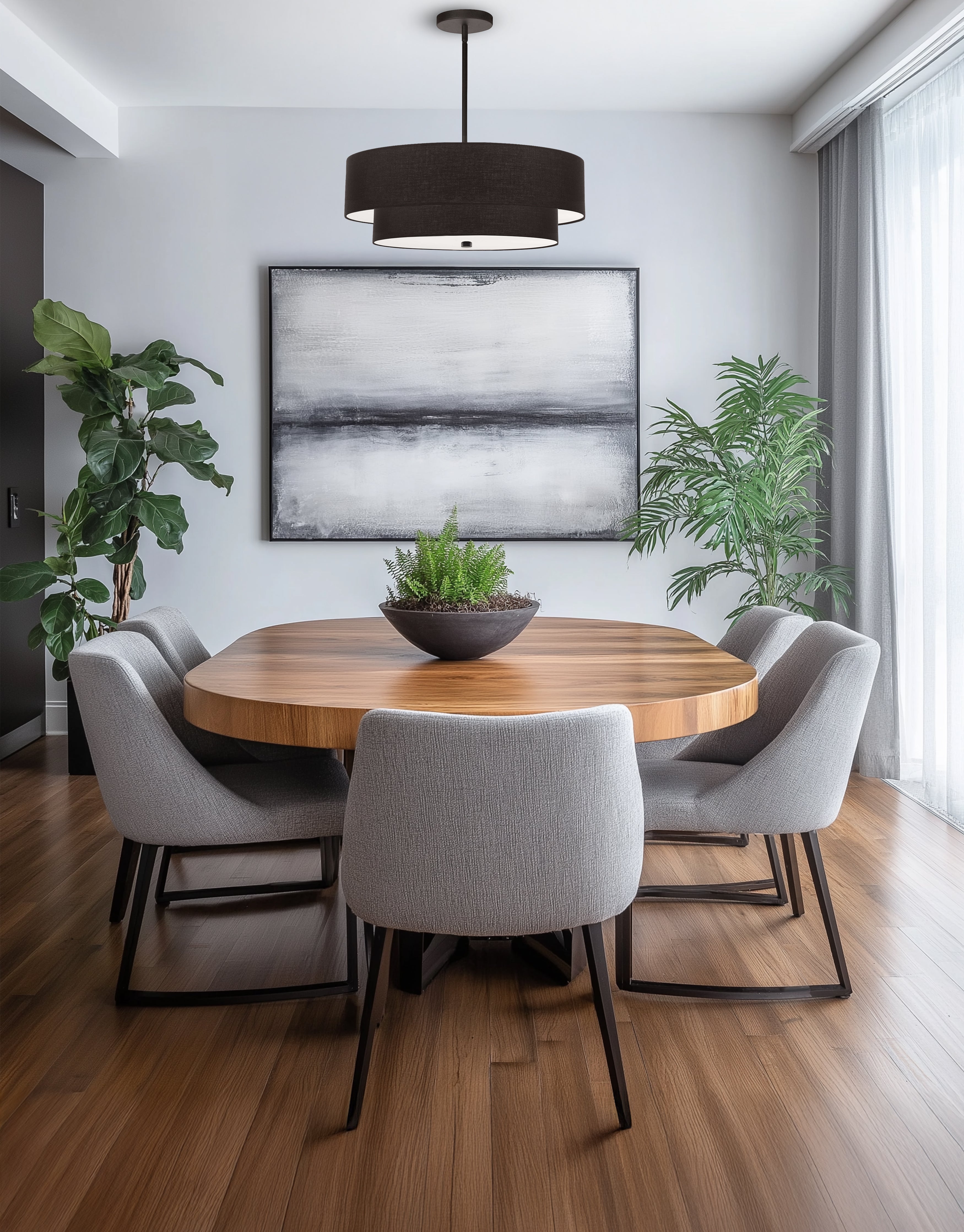 matte black with black shade pendants