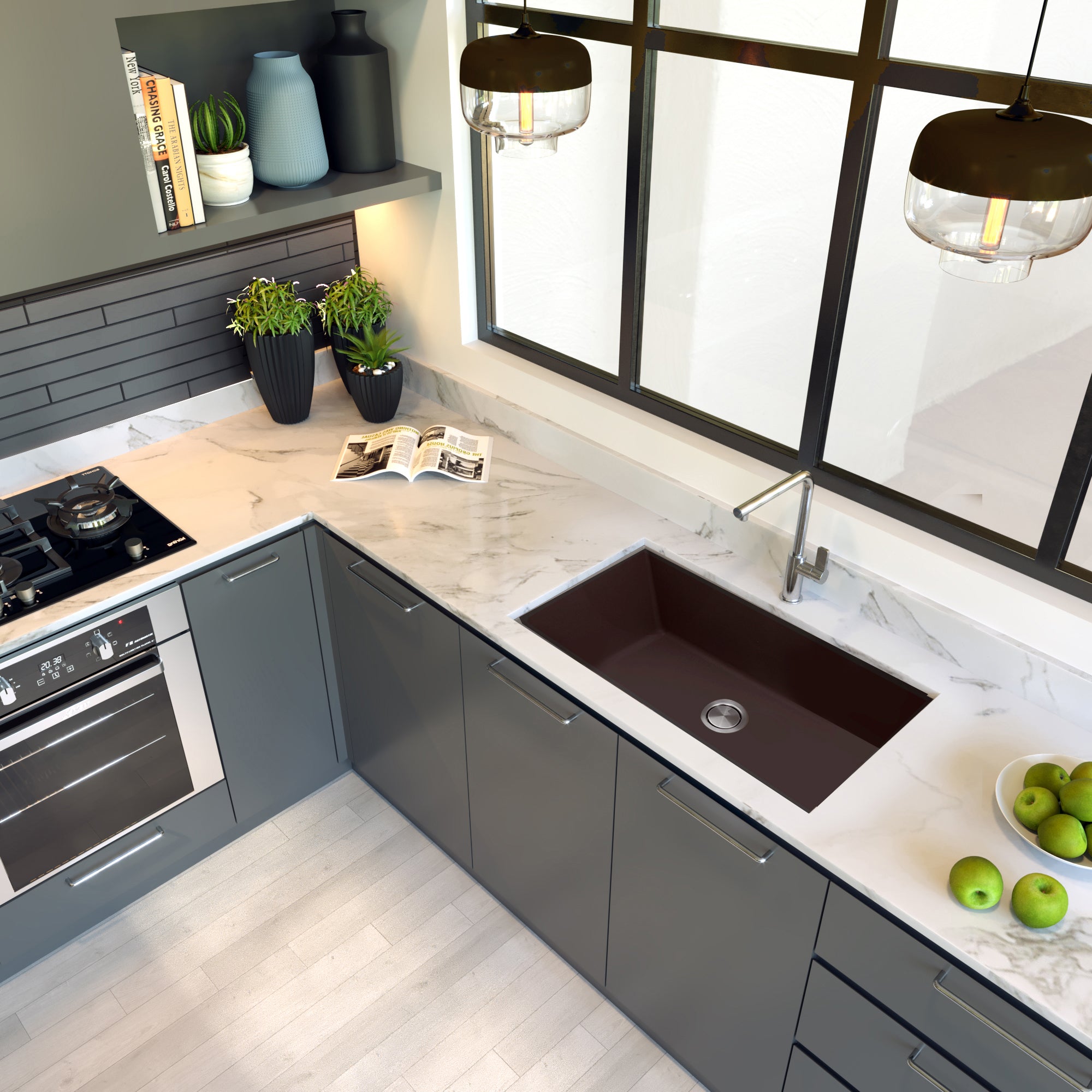 brown kitchen sink