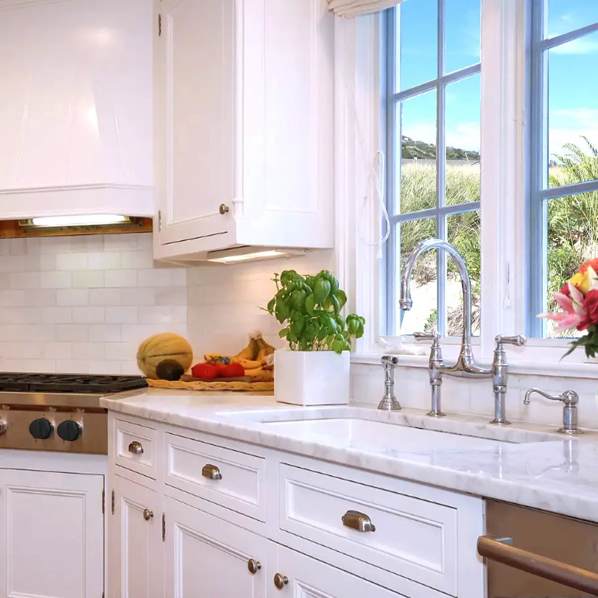 white kitchen sink