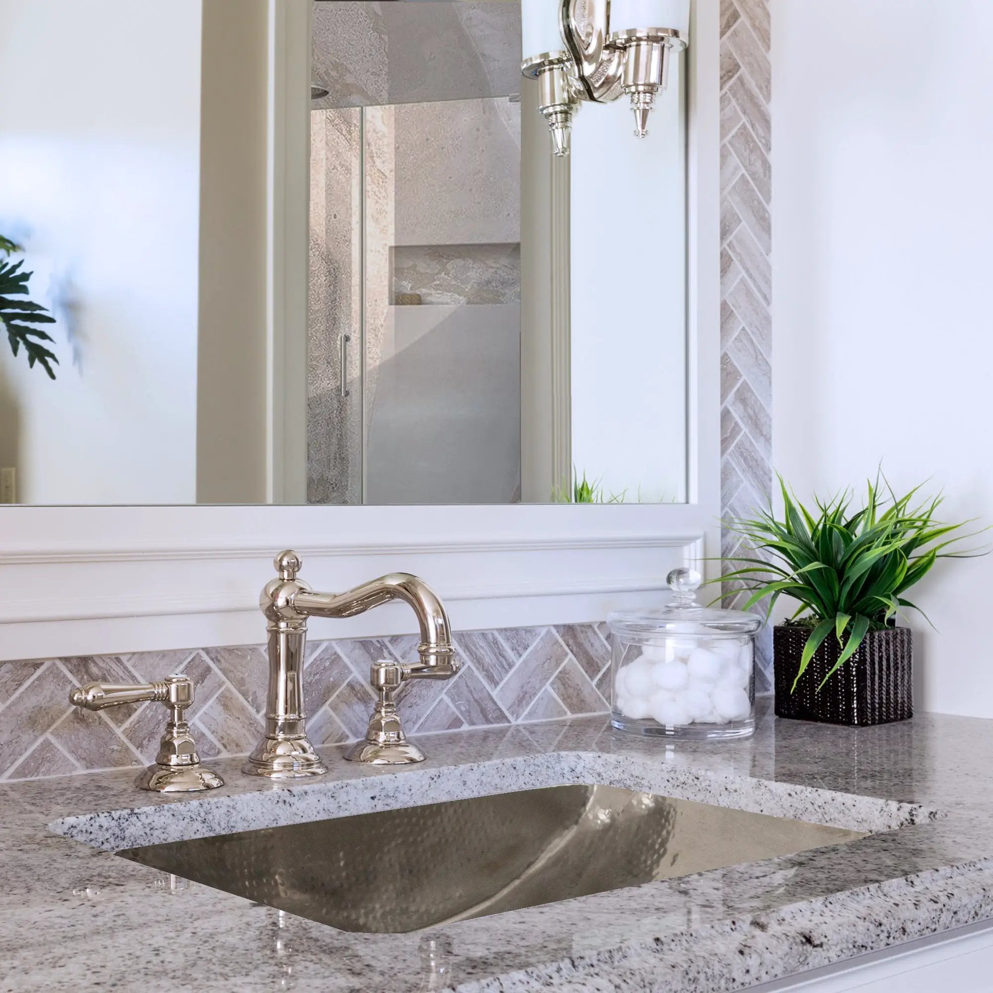 silver bathroom sink