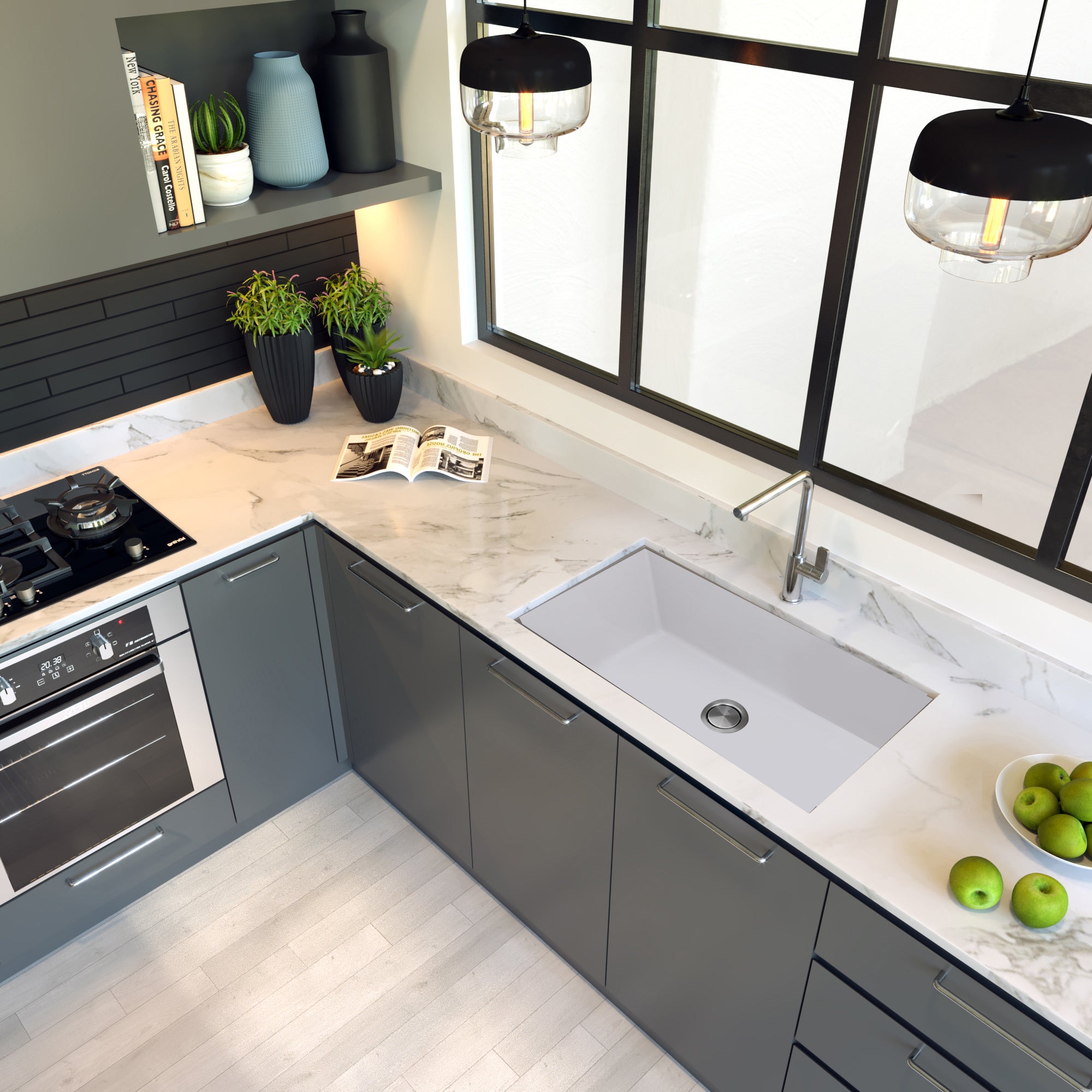 white kitchen sink