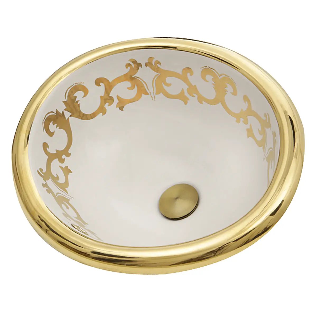white/gold bathroom sink