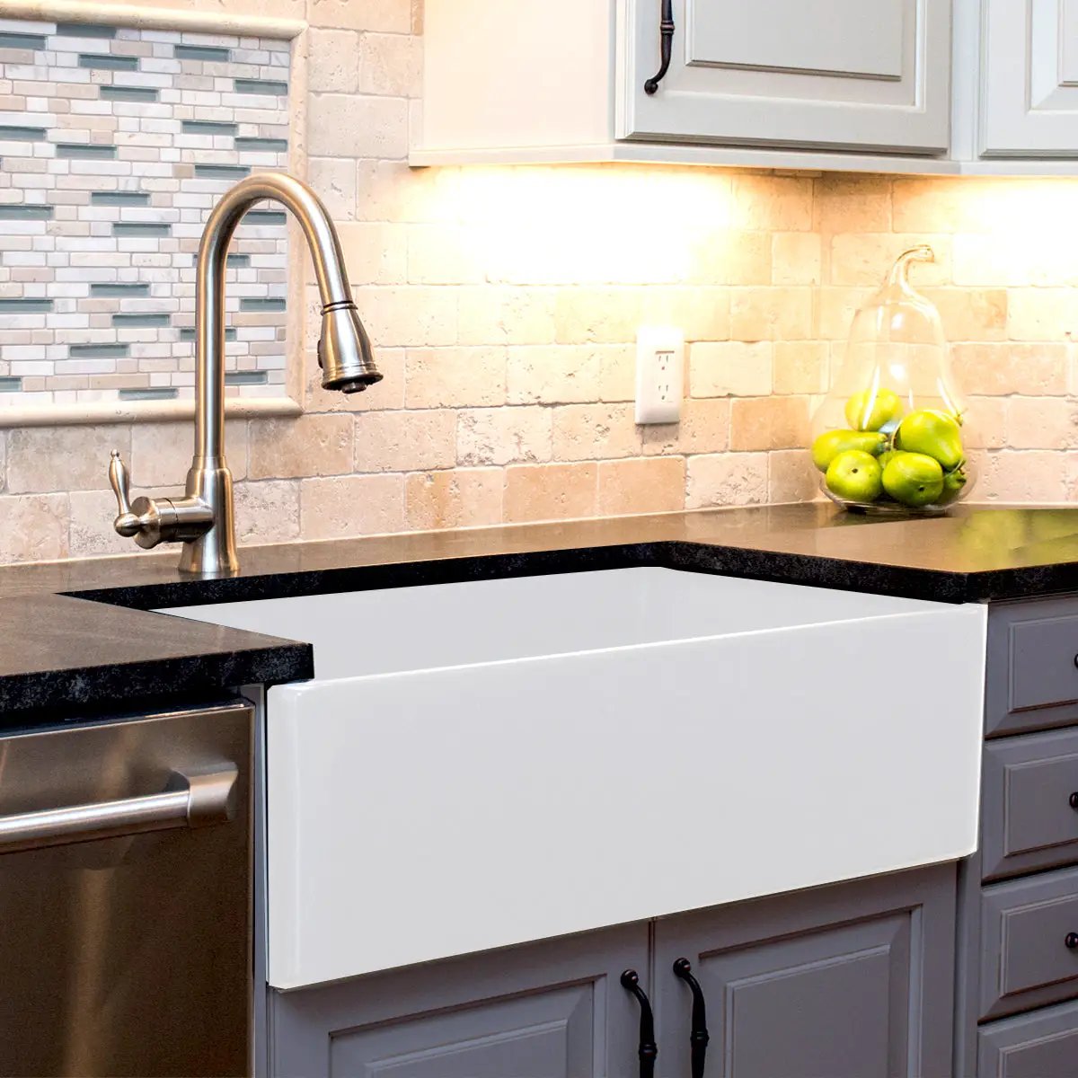 white kitchen sink