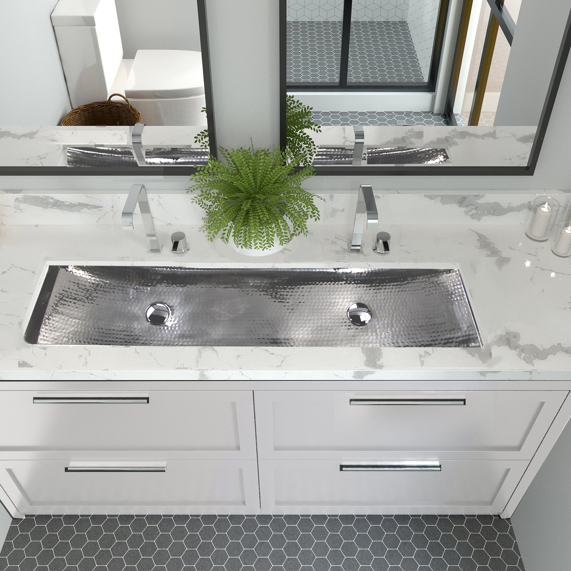 silver bathroom sink