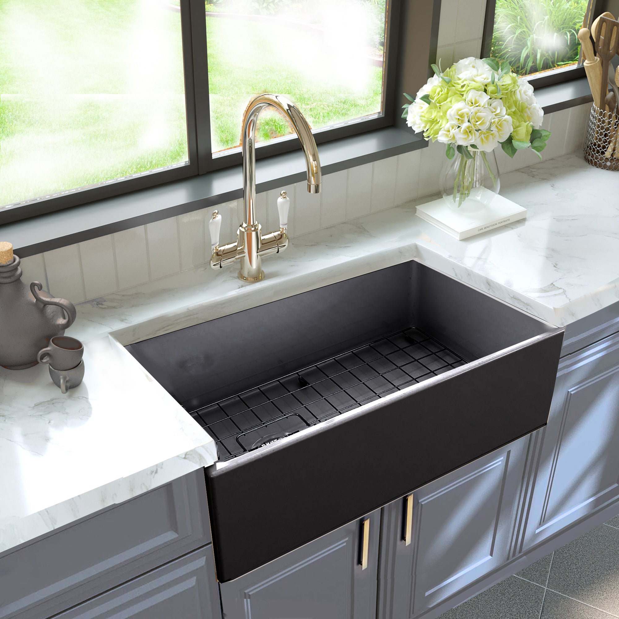 black kitchen sink