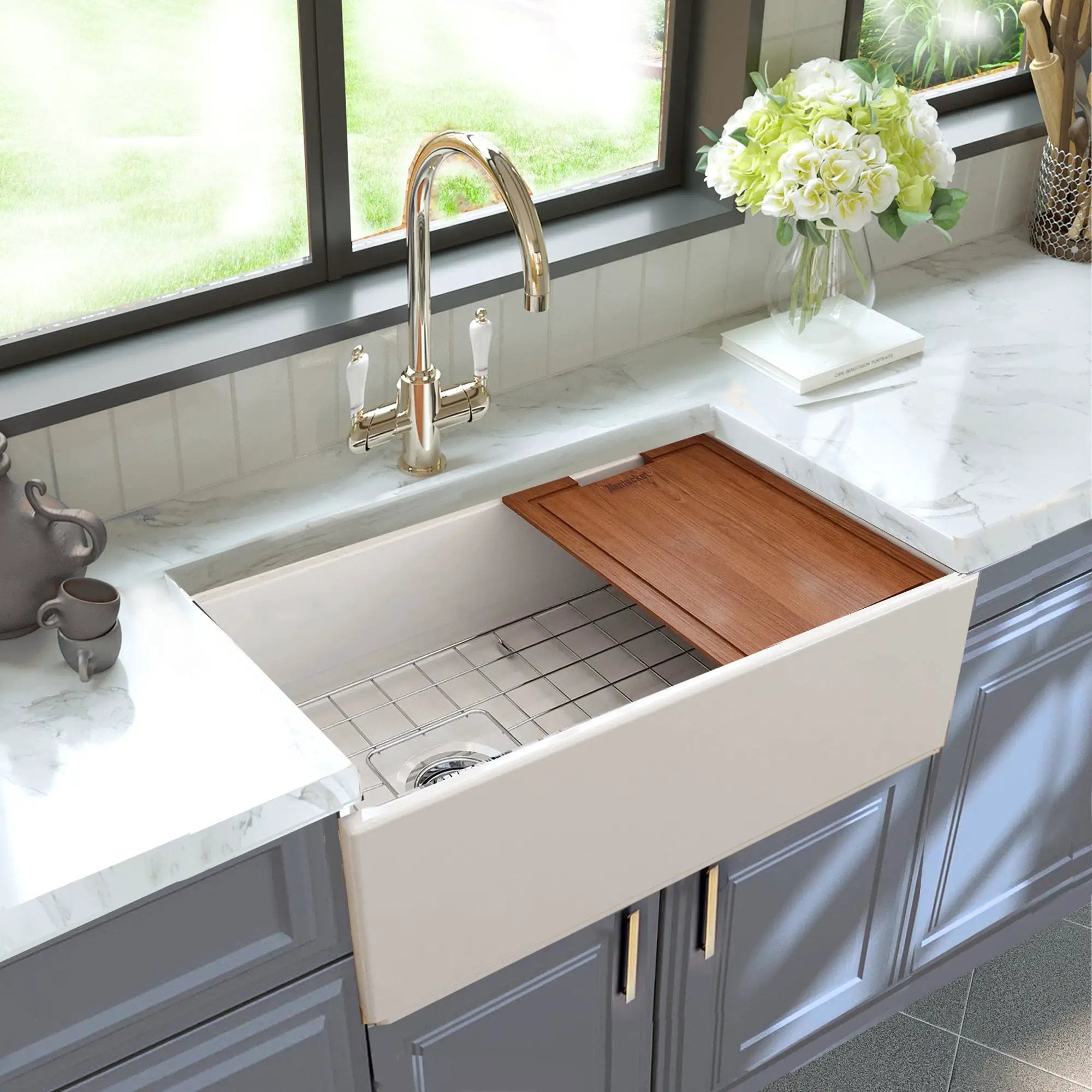white kitchen sink
